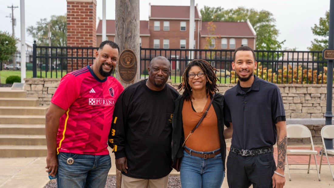 Members at the memorial plaza